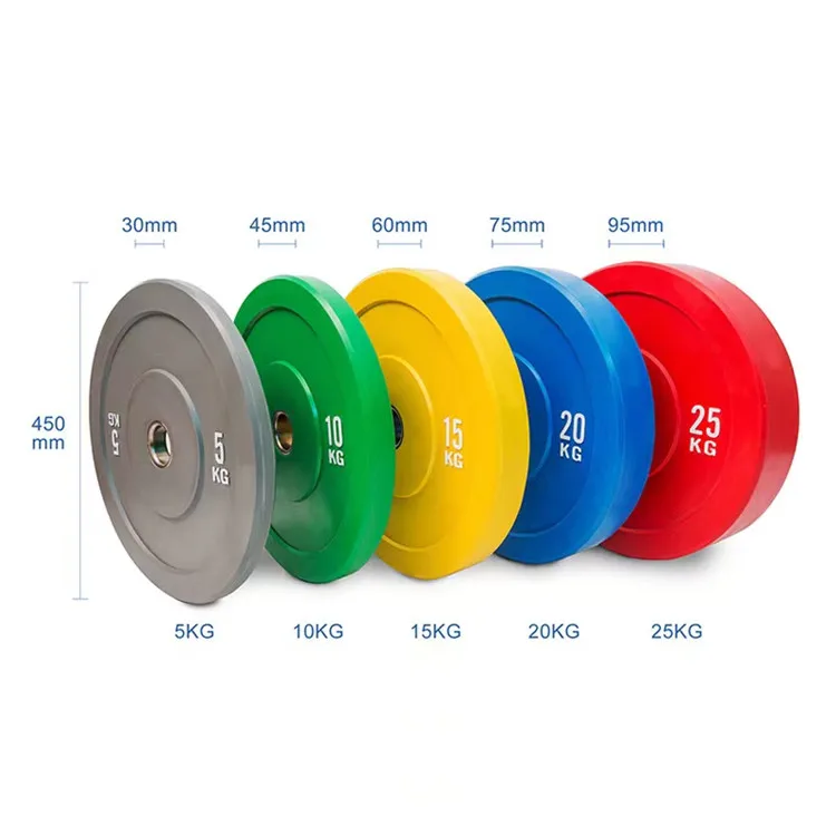 Gym Standard Fitness Calibrated Kg Steel Weight Plates Colorful Gym Weights Lifting Plates Rubber