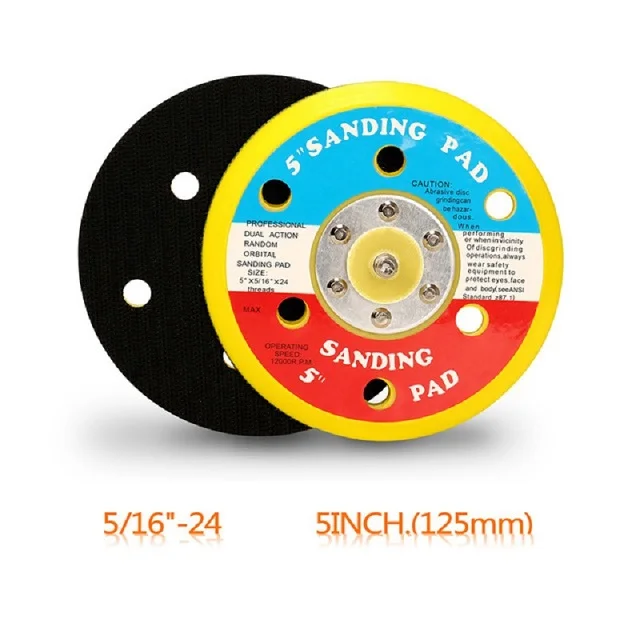 SPTA5inch (125mm) 5/16-24 Thread PU Hook&Loop Backer Backing Pad with 6 Hole for Air Sander And Dual Action Car Polisher