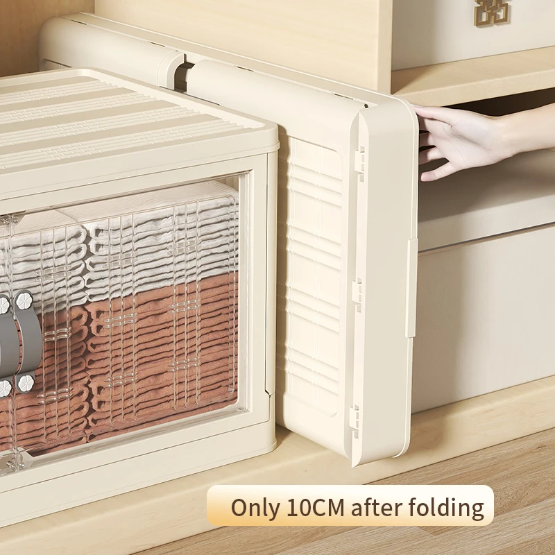 Factory supply large capacity folding storage box multilayer modern design stackable dust proof plastic storage cabinet