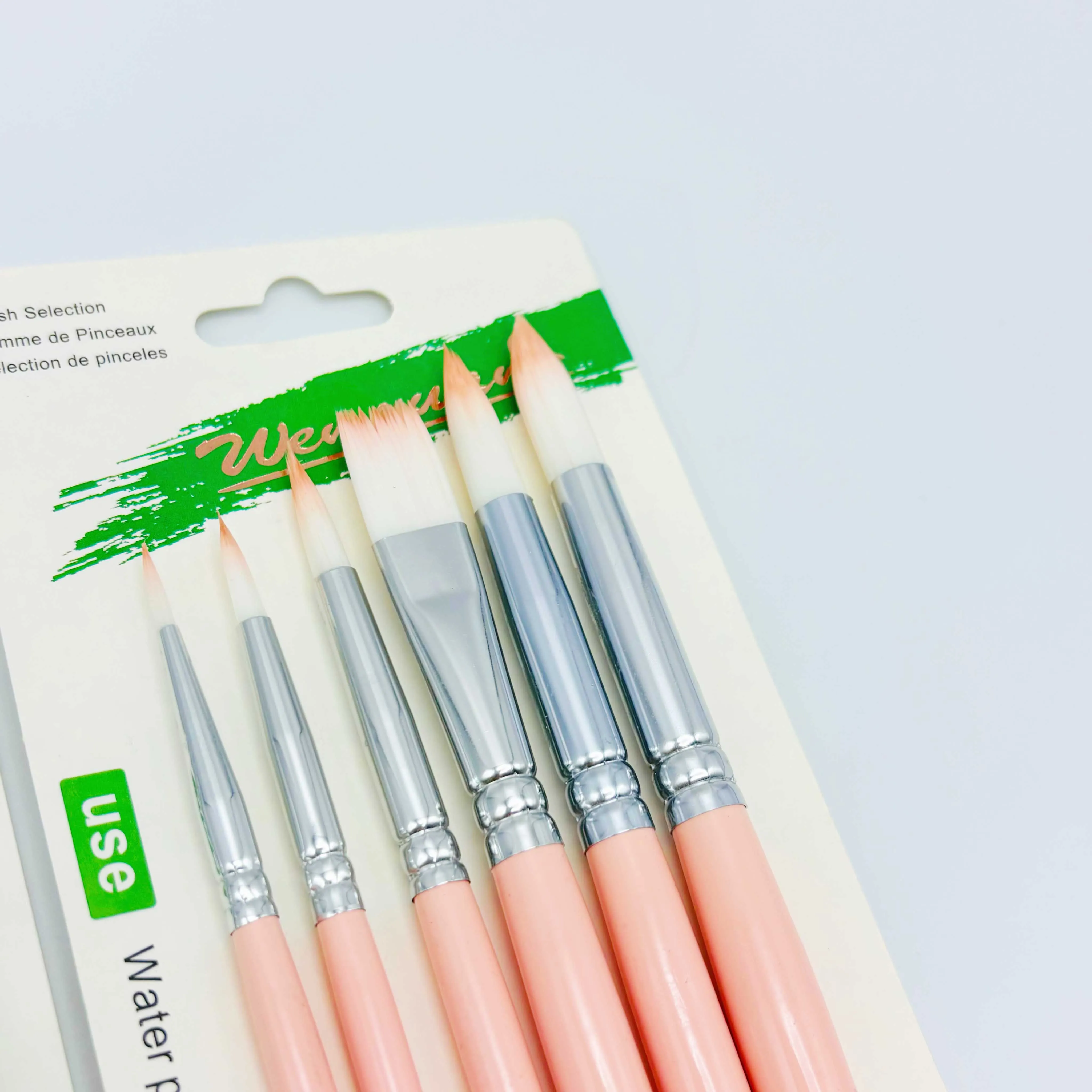 6-Piece High Quality Brush With Gloss Paint Synthetic Nylon Hair Paint Brush Set for Acrylic Drawing Brush