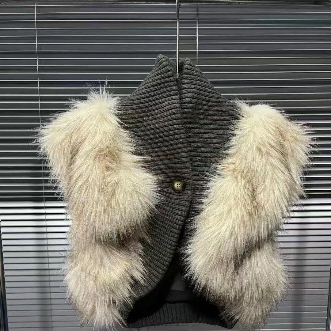 Fashion Gliet Crop Short Coat 2024 New Design Women Knitting Vest Faux Fur Sleeveless Vest