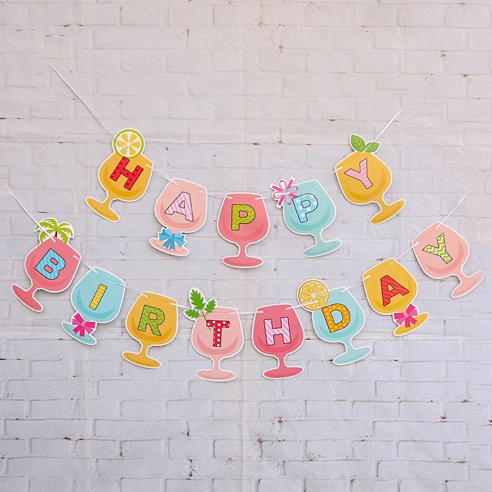 Beer pull flag wine glass pull flower bar party decoration pull flag