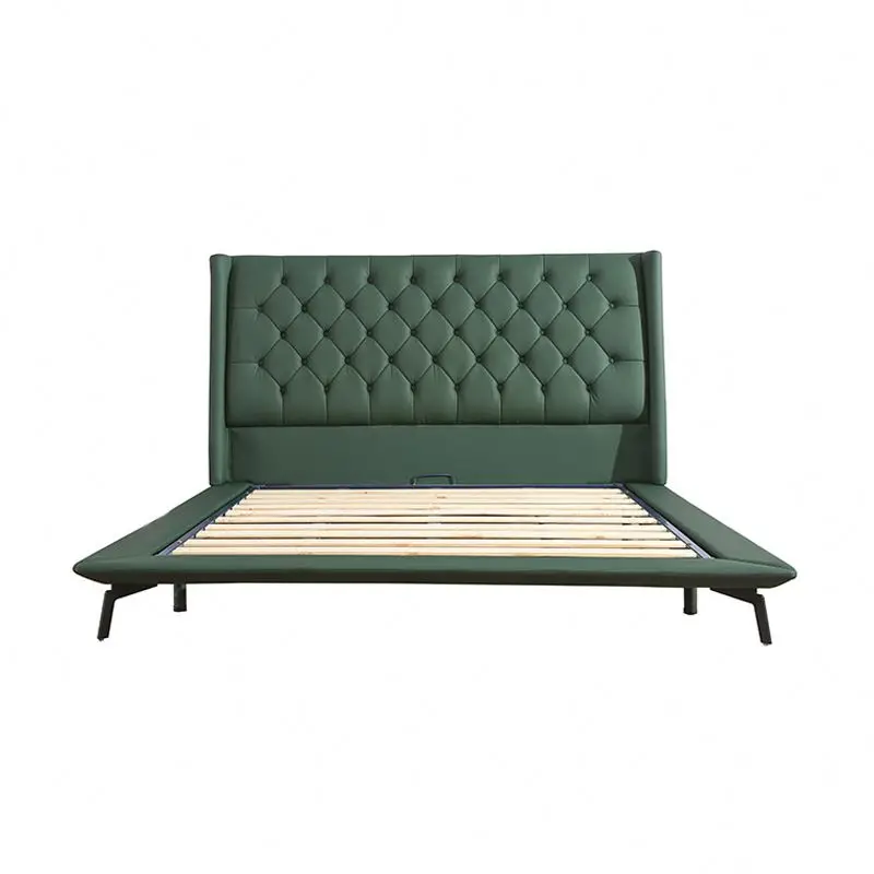 Customized Stylish 5 Star Hotel Genuine Leather Relax Modern Queen Size Bed