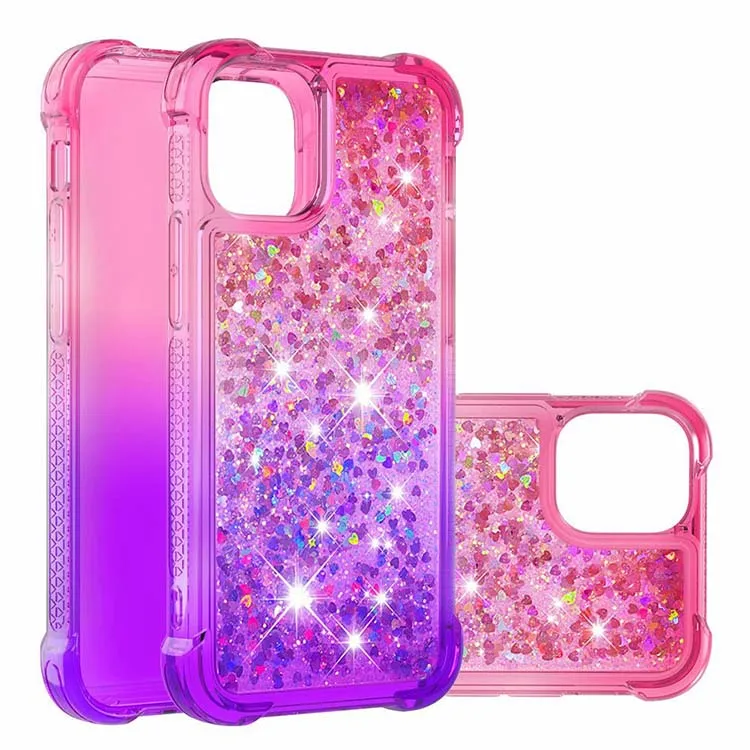 2021 Gradient Liquid Quicksand Glitter Flowing Fluid Sand Floating TPU PC Girls Women Phone Case For iPhone 11 11 Pro 11 Pro Max
