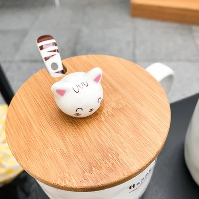 Breakfast Simple Milk Cup Children Cute Cat Cartoon Creative Ceramic Mug With Lid