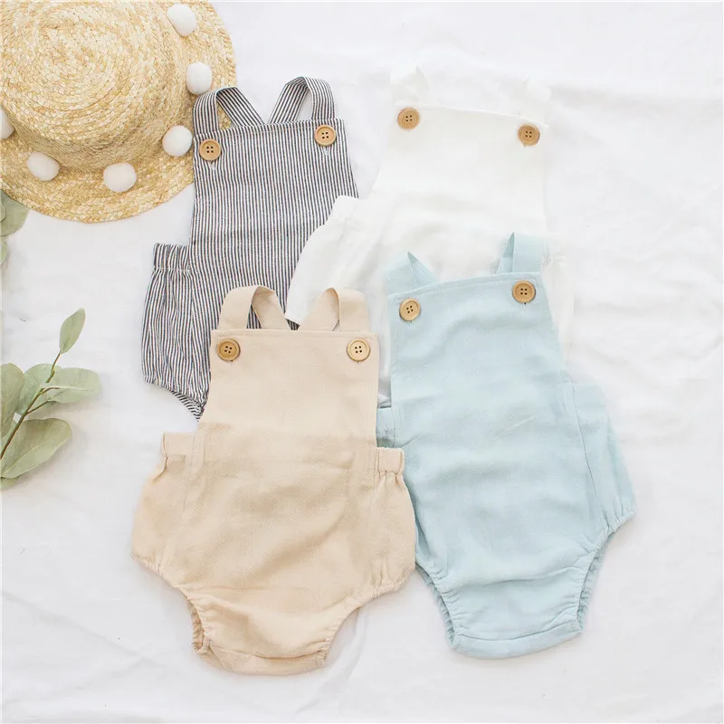 
Hot Sale Baby Clothes Organic Cotton Muslin Newborn Baby Wear Summer Pocket Design White Romper For Girl 
