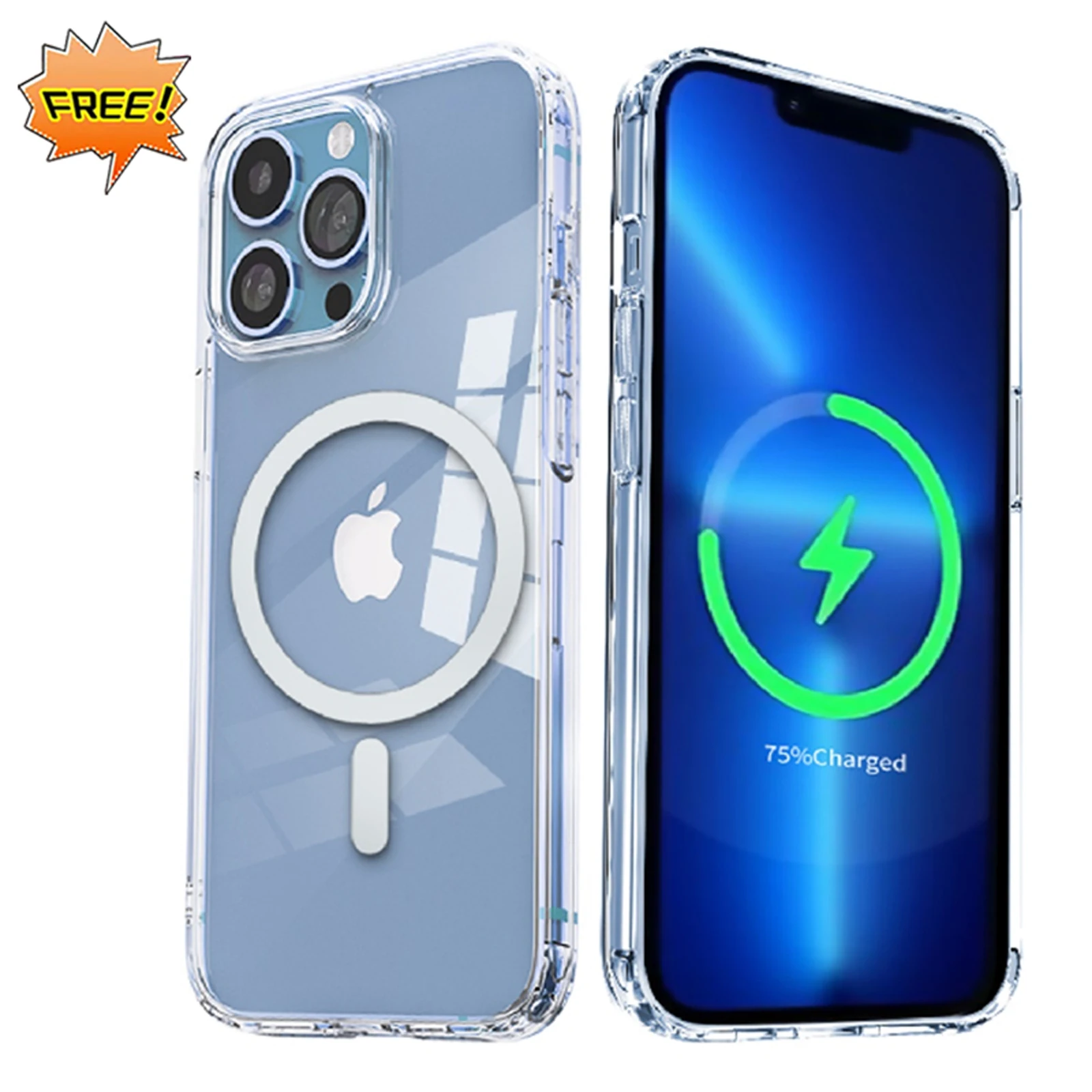 Original Quality For  Iphone 13 14 Pro Max Mag Safe Magnetic Ring Phone Case Cover Clear Silicon Magsafing Wireless Charger