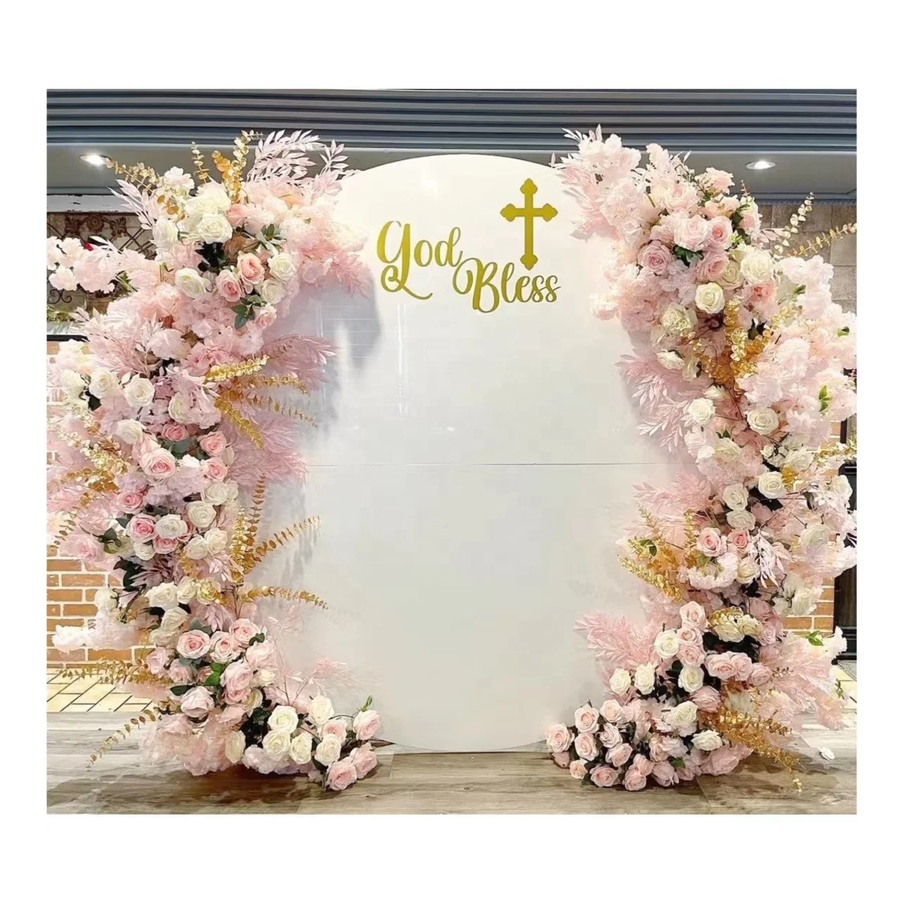 Artificial arch flowers runner row for wedding metal stand wedding arch stand round circle backdrop