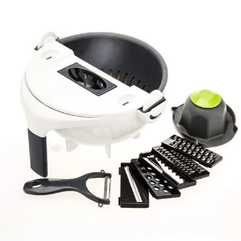 
Multifunction Vegetable Slicer with Drain Basket Magic Rotate Vegetable Cutter Portable Chopper Grater 