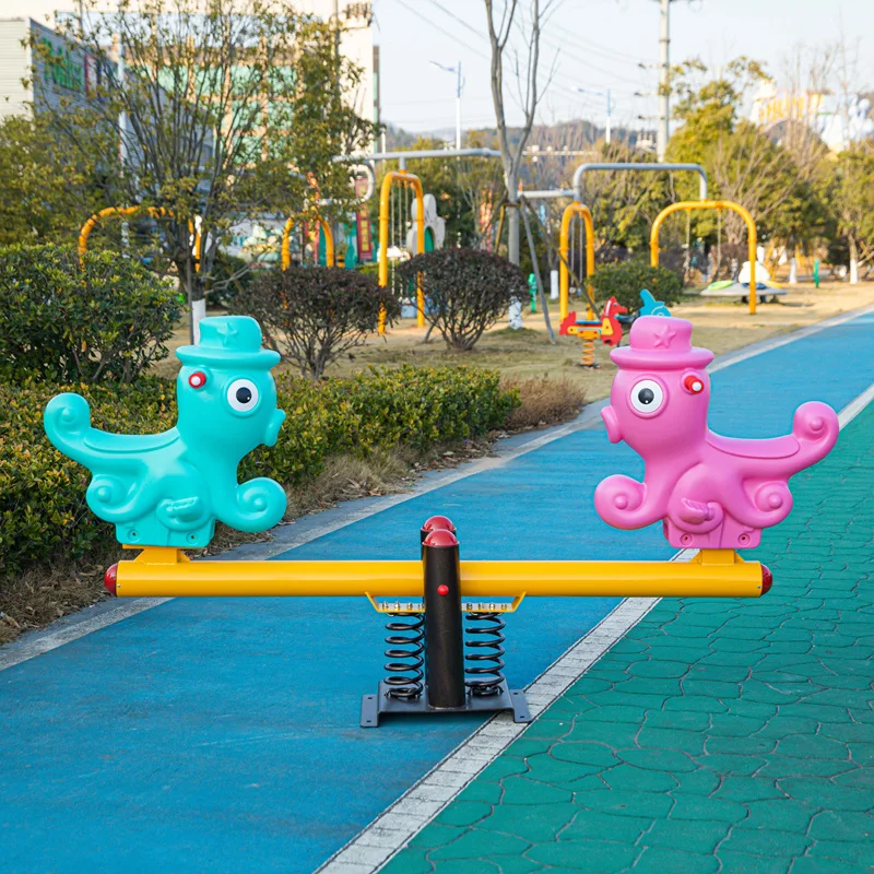 Amusement parks plastic seesaw outdoor animals shapes children playground playing seesaw