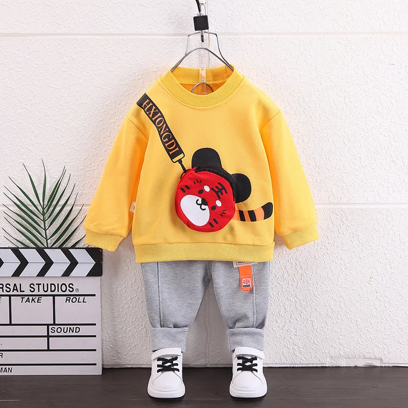 Autumn tiger 2 pieces sports set luxury drip clothing for boys