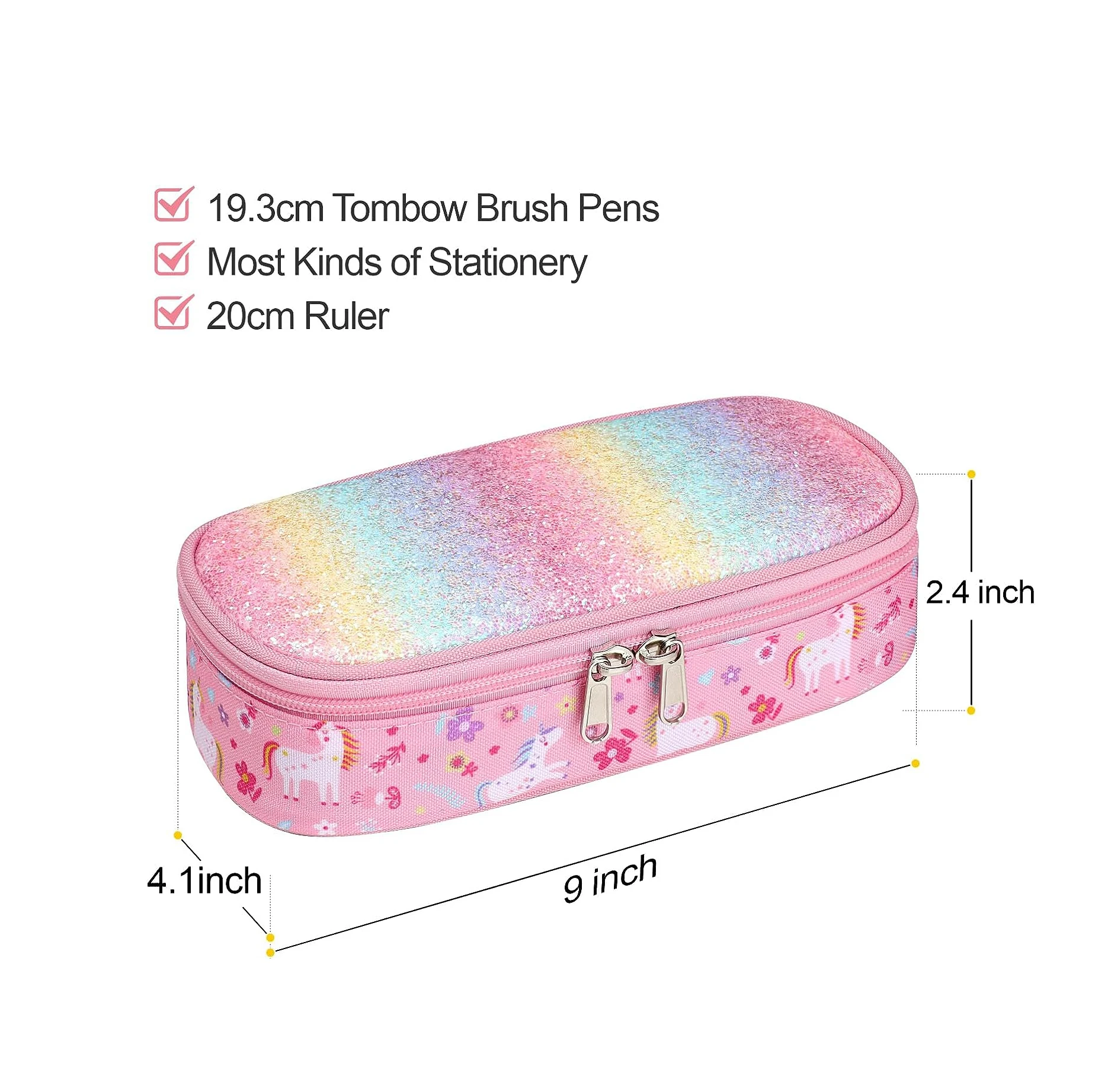 New Design Children Unicorn Polyester Pencil Case Cute Printed Pencil Case Large Capacity Zipper Pencil Box for Girls
