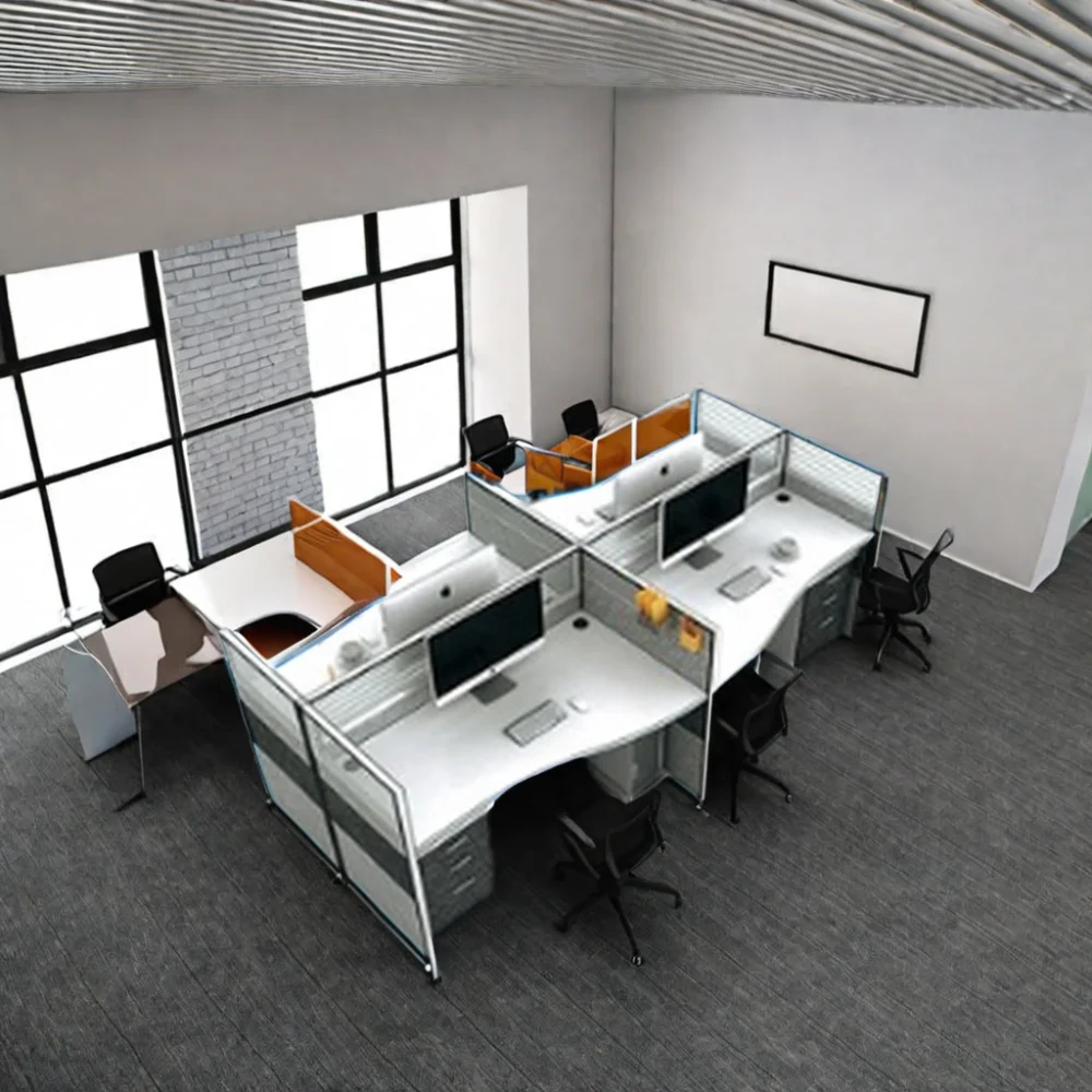 Wholesale Factory Sale Luxury Office Workstation Wire Hidden 4-People Capacity Aluminium Frame Call Center Partition Boss CEO