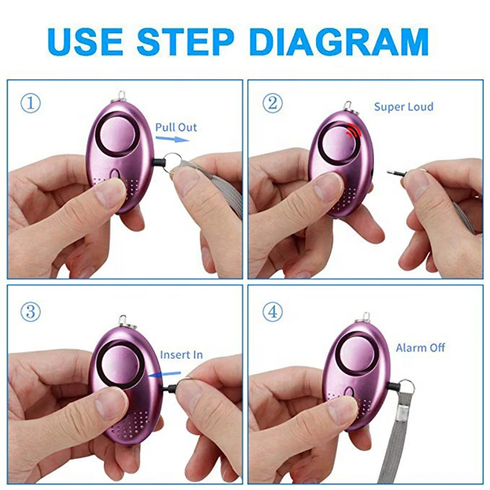 130db Alarms Keychains Led Portable Emergency Sos Security Self Defense Sets Alarm Keychain Personal Alarm For Women