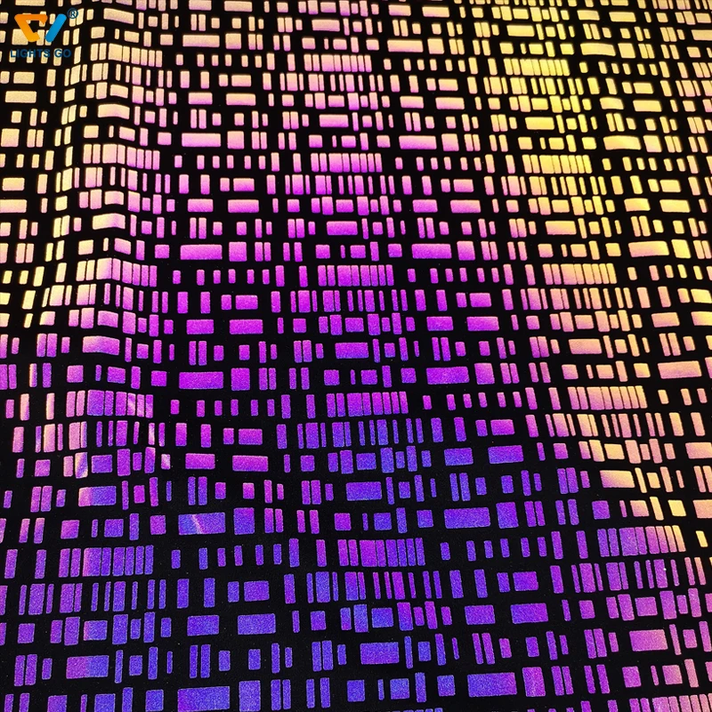 wholesale high visibility colorful  reflective polyester fabric Print Rainbow Waterproof Sewing Reflective spandex  Fabric