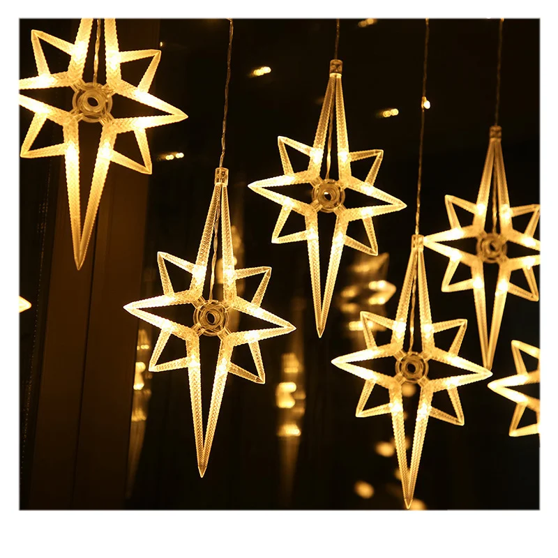 Christmas Window Wall Decorative Lights 3m120led Polar Bear Star Twinkle Light 8modes Led Copper Wire Curtain String Light