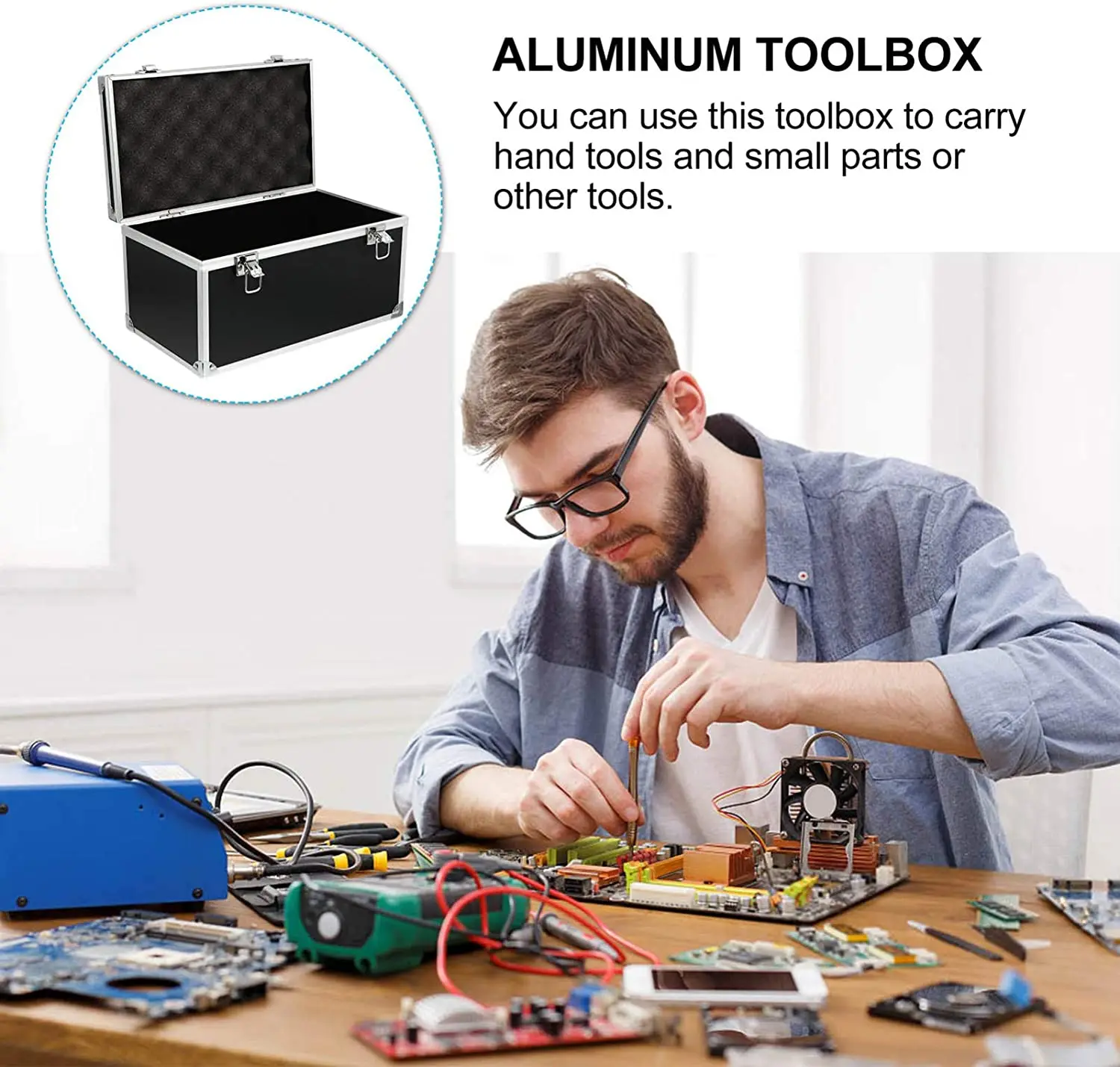Aluminum Toolkit Box Portable Safety Equipment Instrument Suitcase Display Hardware Tool Case