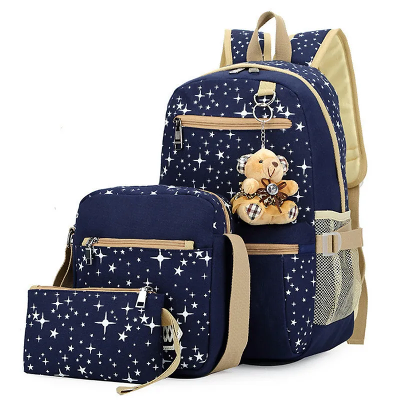 3pcs/set School Bags For Girls Women Backpack School Bags Star Printing Backpack Schoolbag Women Travel Bag Rucksacks Mochila