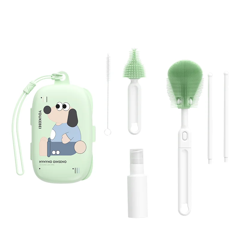 Free Sample Portable Multi-functional Baby Bottle Silicone Straw Brush Set