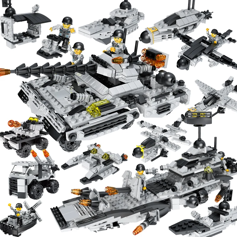 Tank Warship Fighter Assembling Educational Building Blocks Toys Plastic MODEL Toy ABS Construction Toy Block Set