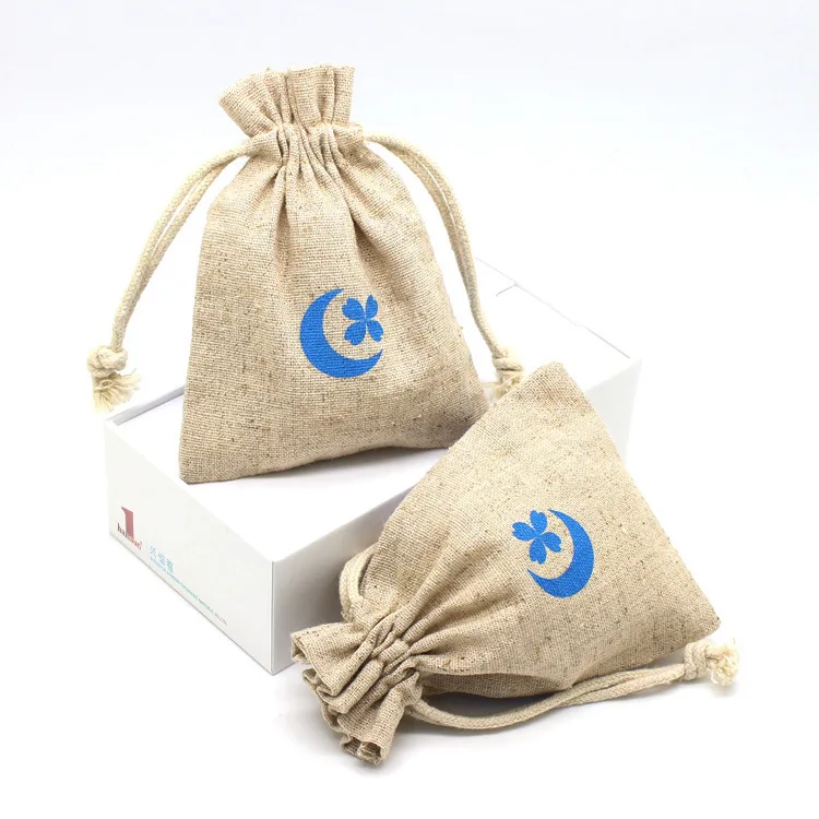 Wholesale Cheap Reusable Custom Logo Printed mini jute linen bag