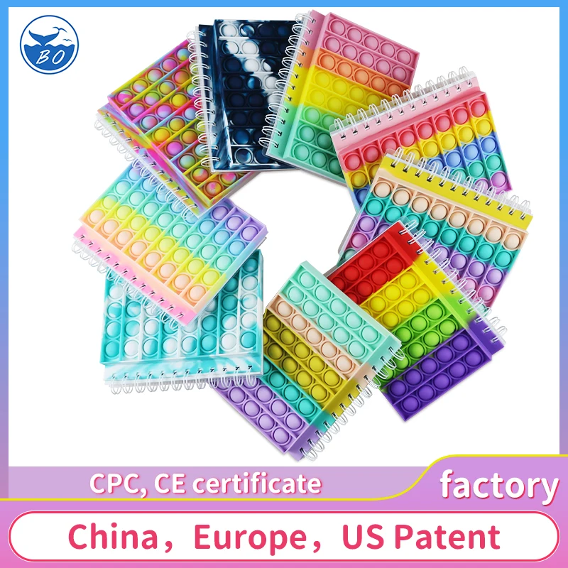 2022 Finger push Cover Notebooks A5 Silicone Sensory Stress Relax Fidget Notebook Bubble Cover Note Books