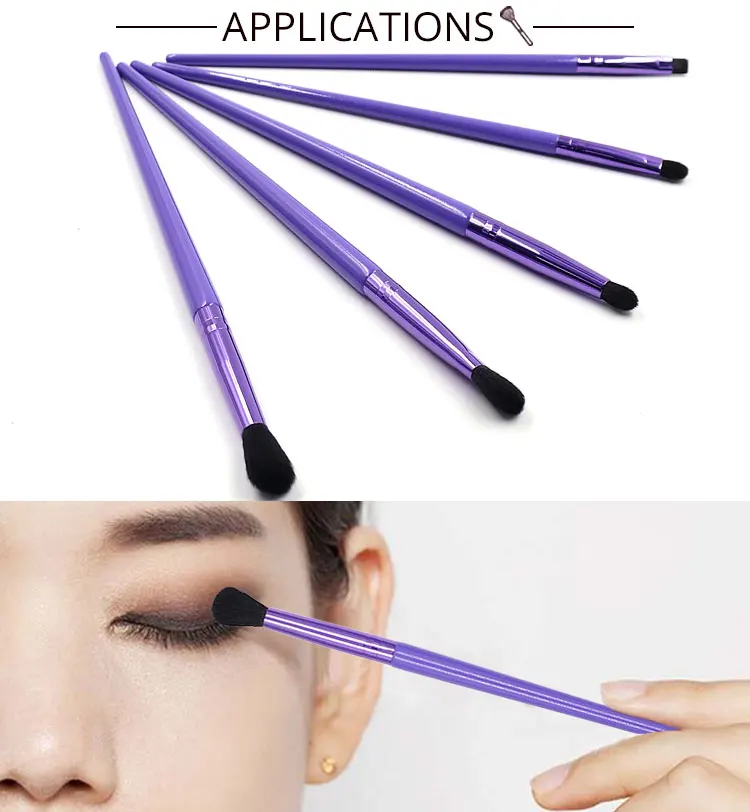 Beauty Cosmetics Basic Tool Purple Color Eyeliner Brush Eyebrow & Eyeshadow Brushes Set