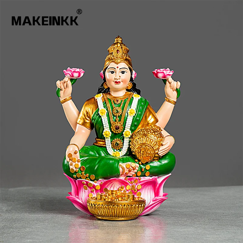Lakshmi Goddess Of Wealth Hindu God Statue Laxmi Murti Statue On Lotus Flower Diwali Gift
