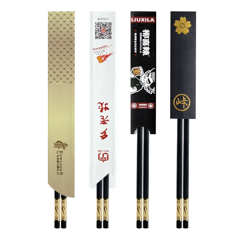 Wholesale chopsticks paper sleeves pouch restaurant hotel custom logo chopsticks paper pocket cutlery paper envelope bag