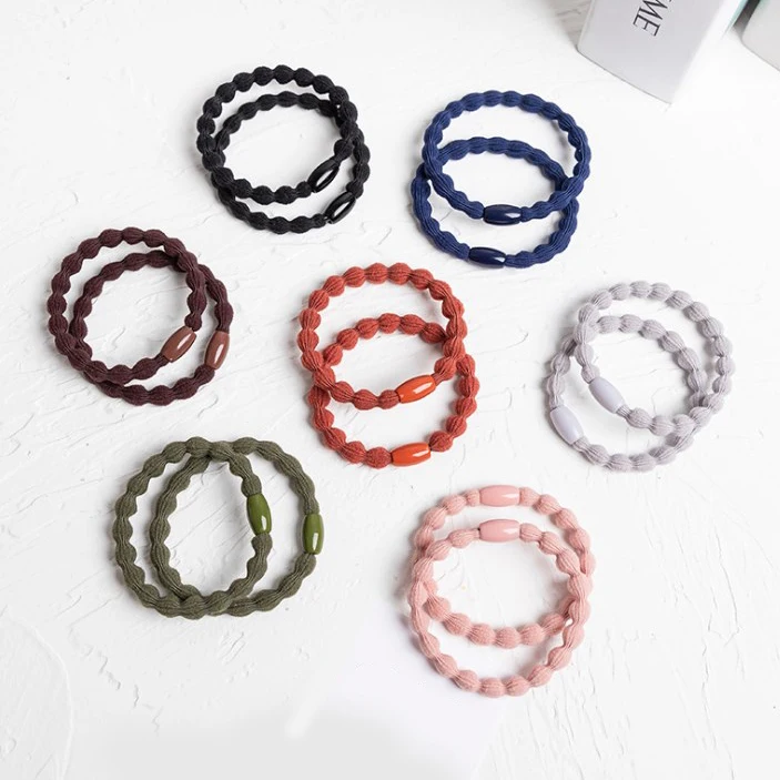 Custom Logo Elastic Hair Bands with Beads Beaded Hair Ties For Women And Girl