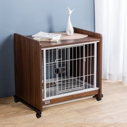 Wood pet house luxury heavy duty wire metal cat crate furniture aluminum travel outdoor dog cages crates with tray wheels