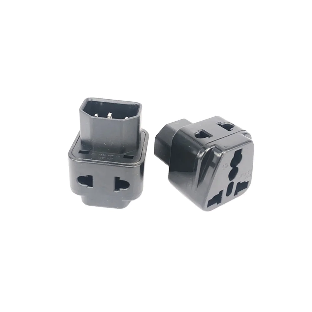 IEC320 Male C13 c14 to universal female socket power adapter plug 2 in 1