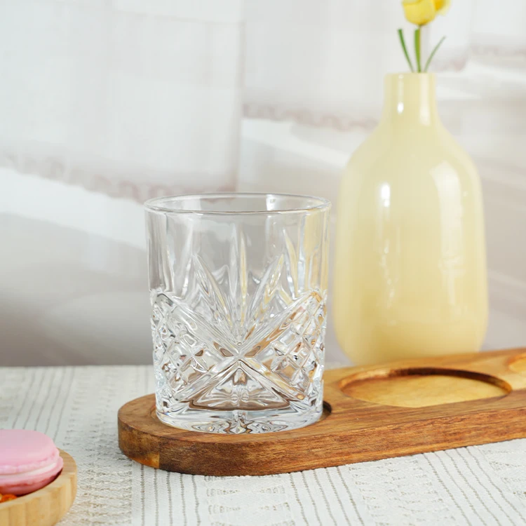 Best Selling Crystal Whiskey Glasses Clear Textured and Embossed Glassware for Enhanced Spirits Tasting