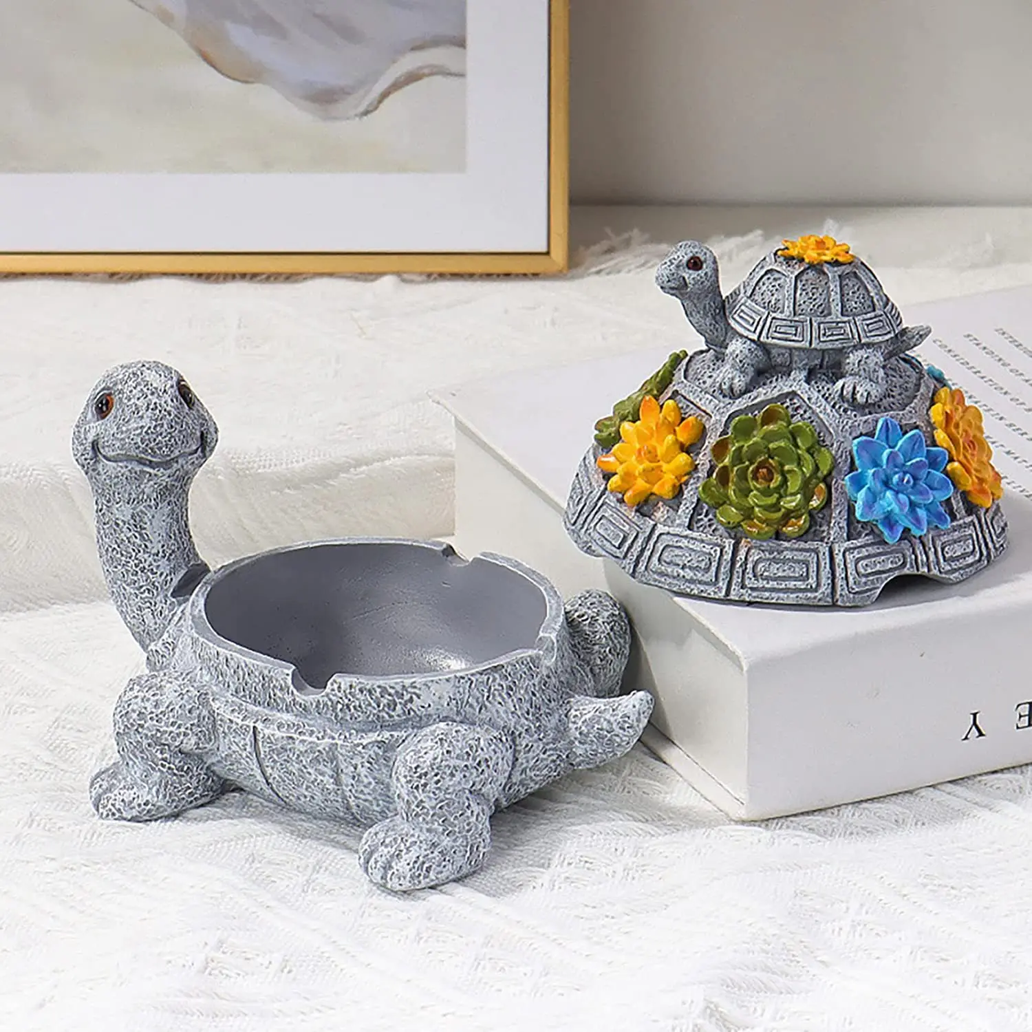 ATY155 Wholesale Creative Tortoise Desk Ornament Resin Ashtray Turtle Ashtray