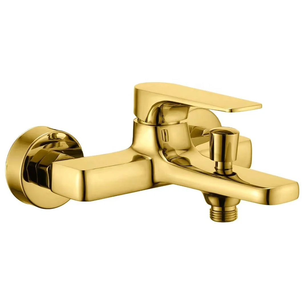 High Quality wall mounted faucet Brushed Gold  Bathroom faucet Bath Shower mixer