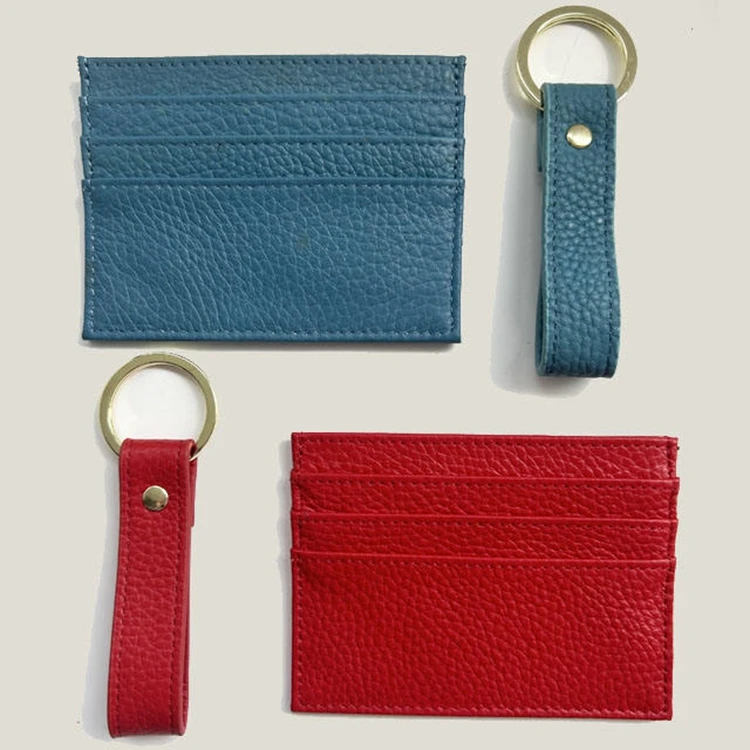 Travel Genuine Leather Identity Slim Business Wallet Purse Keychain Set Custom Luxury Men Women Id Credit Card Holders