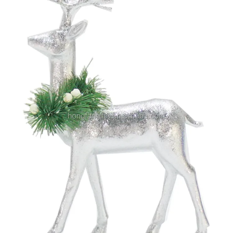New Fashion Resin Deer Crafts Decoration For Christmas Polyresin 2 Set Silver Deer