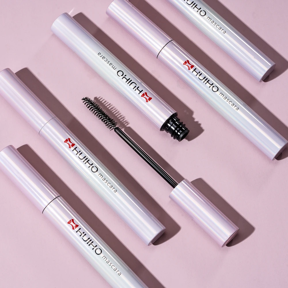 HUIHO Factory Direct Aluminum Custom Logo OEM Unique Makeup Cosmetic Packaging Containers Round Empty Mascara Tube With Brush