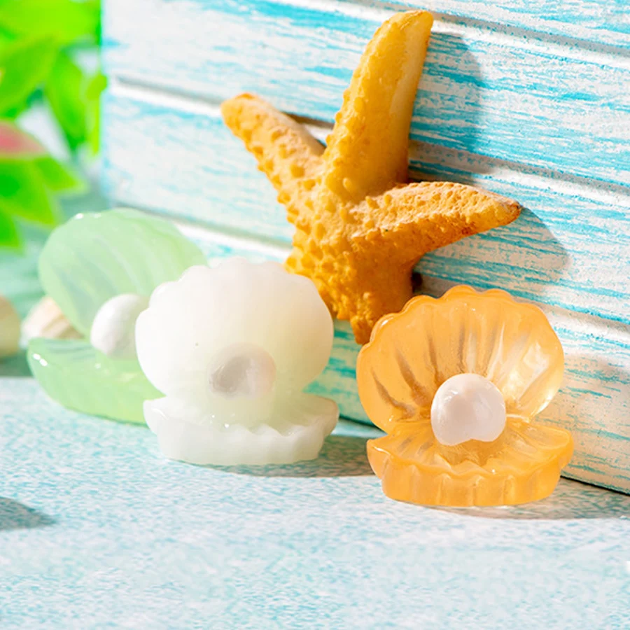 10 pcs/set Luminous Glowing Resin Shell Ornaments for Fishbowl Garden Yard Landscape Decorations Figurine Desktop Decor
