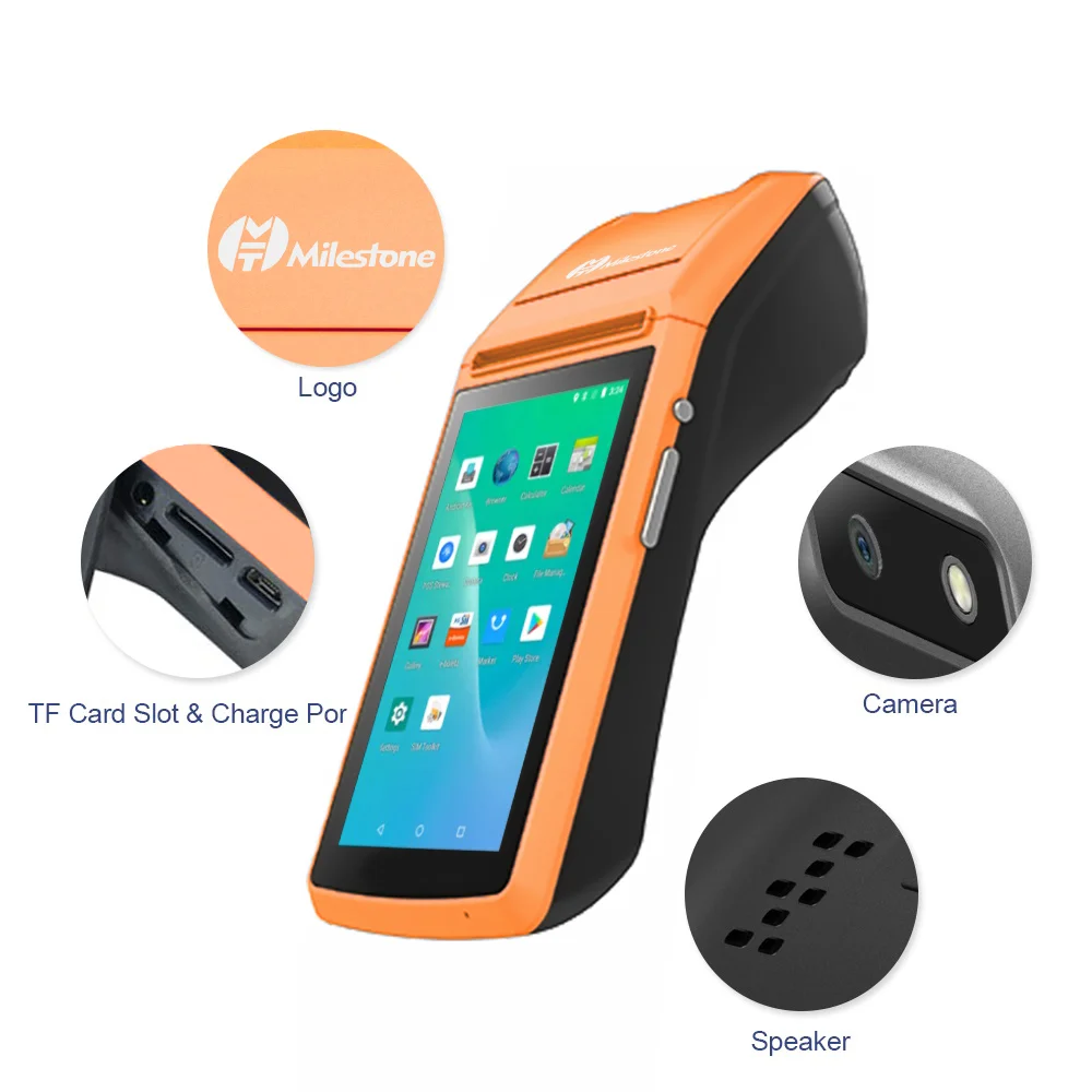 Milestone MHT-M1 smart pos terminal nfc retail offline pos machine android terminal printer 3G 4g handheld android pos terminal