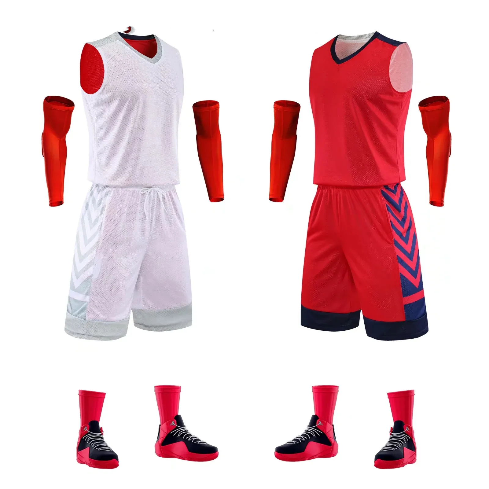 Custom Youth reversible basketball jersey customized sublimation design basketball uniforms sweatshirt shorts High quality