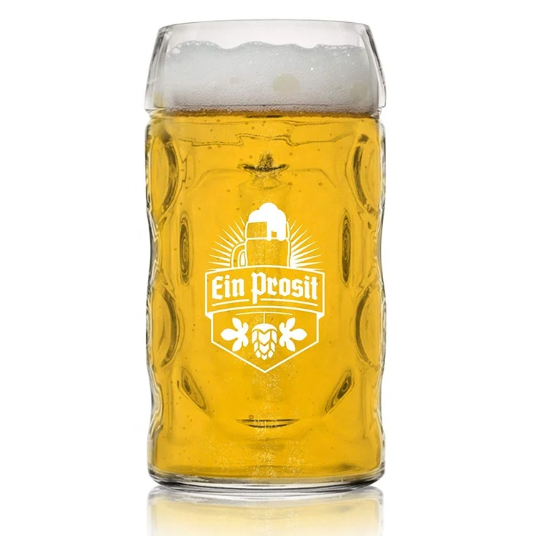 Oktoberfest Custom Logo Clear 0.5L Beer Mug Plastic German Beer Stein with Dimple