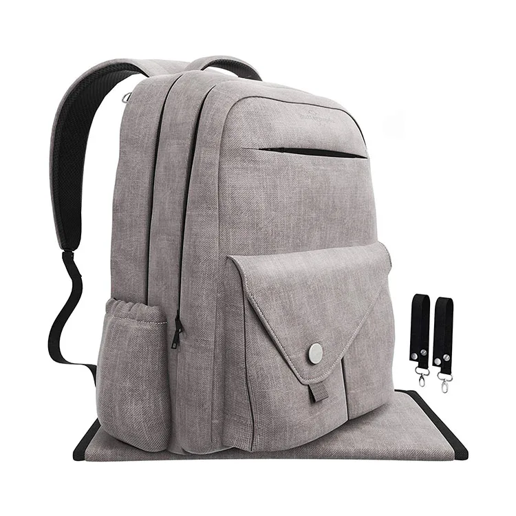 Large capacity multifunction waterproof polyester baby diaper bag backpack with changing pad