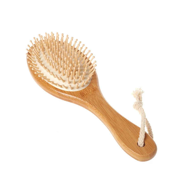 Eco-friendly Biodegradable Handmade Natural Bamboo Wooden Wide Tooth Hair Comb with bamboo hair