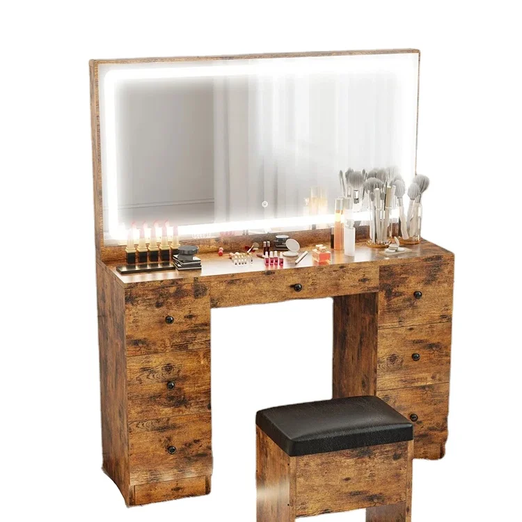 Trendy Dressing Table Dresser Set Toilet Tables Makeup White Vanity With Mirror and Chair