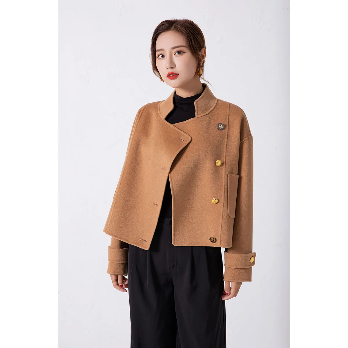 10%Cashmere 90%merino wool ODM knitted Customized Wholesale Women Parka Winter Coats For Ladies Women