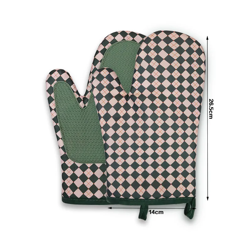 Nice Design Silicon Gloves Kitchen Baking BBQ Silicon Oven Mitts Glove Nordic Style Microwave Silicon Oven Anti-scald Glove