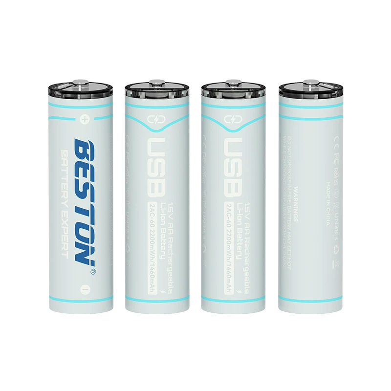 2022 New Arrival 4 cells 1.5V Type-C Rechargeable battery AA 1500mAh Li-ion battery for Toys