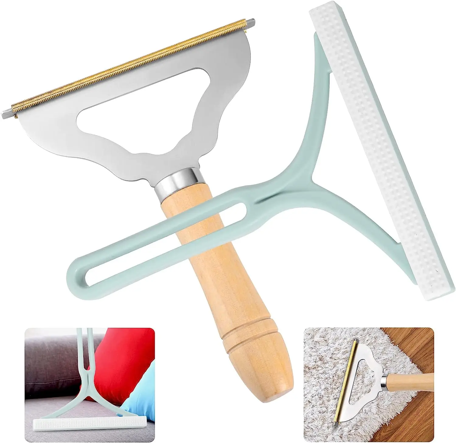 2pcs Manual Portable Fabric Shaver, 1 Metal Carpet Lint Scraper for Furniture Pet Hair Removal and 1 pcs for Clothes Couch