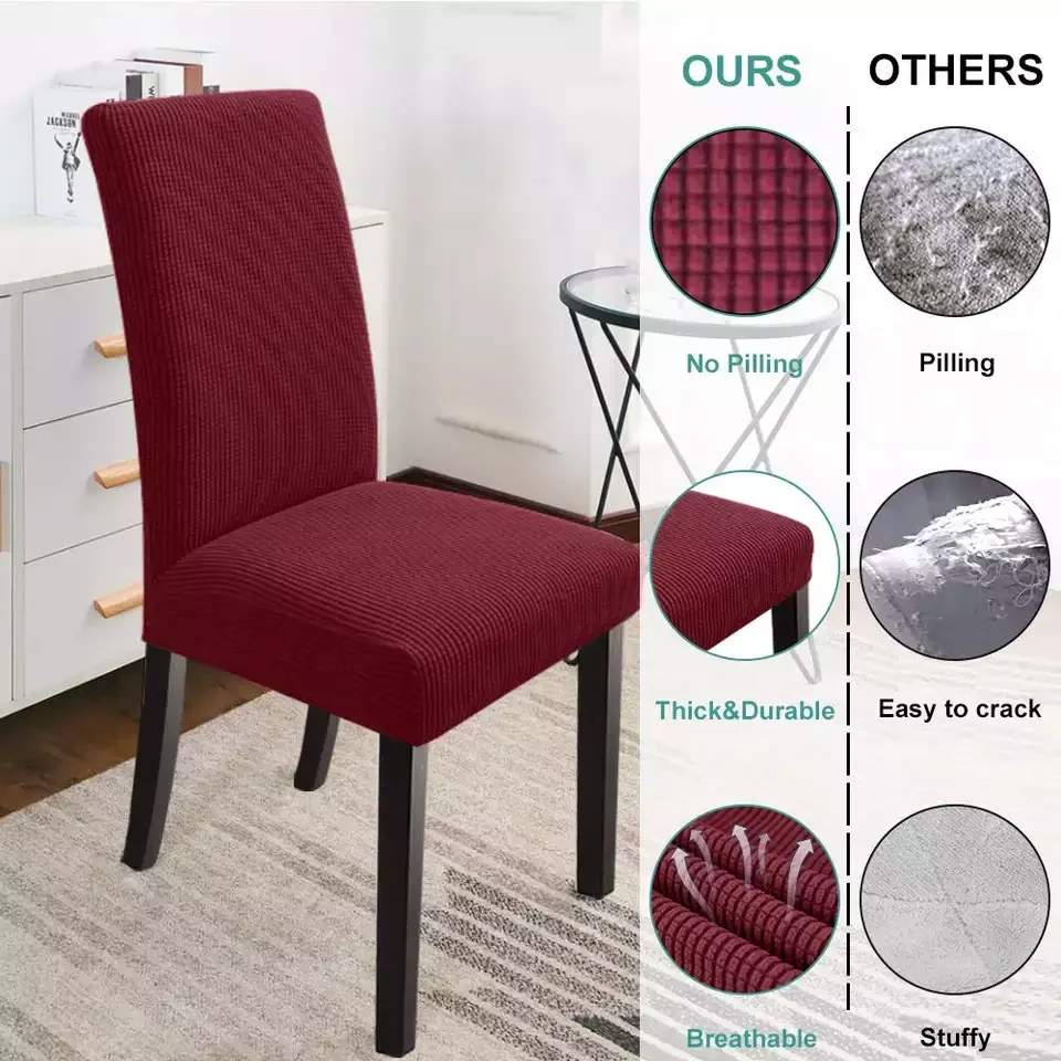 Sample Available Solid Jacquard Chair Covers Stretch For Wedding Dining Room Office Chair Cover